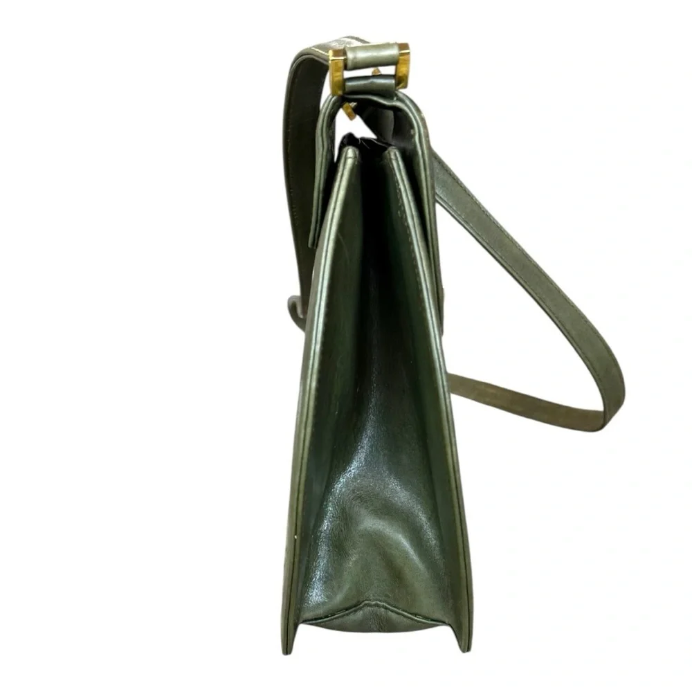 Vintage Mario Valentino Heritage Olive Green Leather Structured Crossbody Bag - Picture 5 of 10